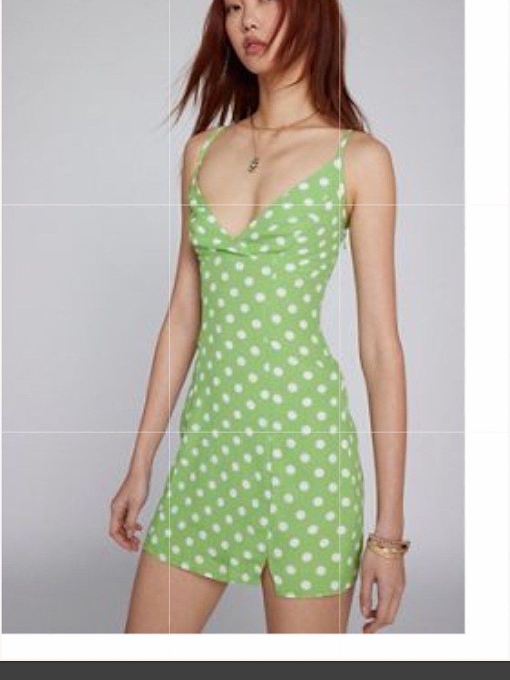 Kimchi Blue Green Polka Dot Strappy-Back Halter Mini Dress